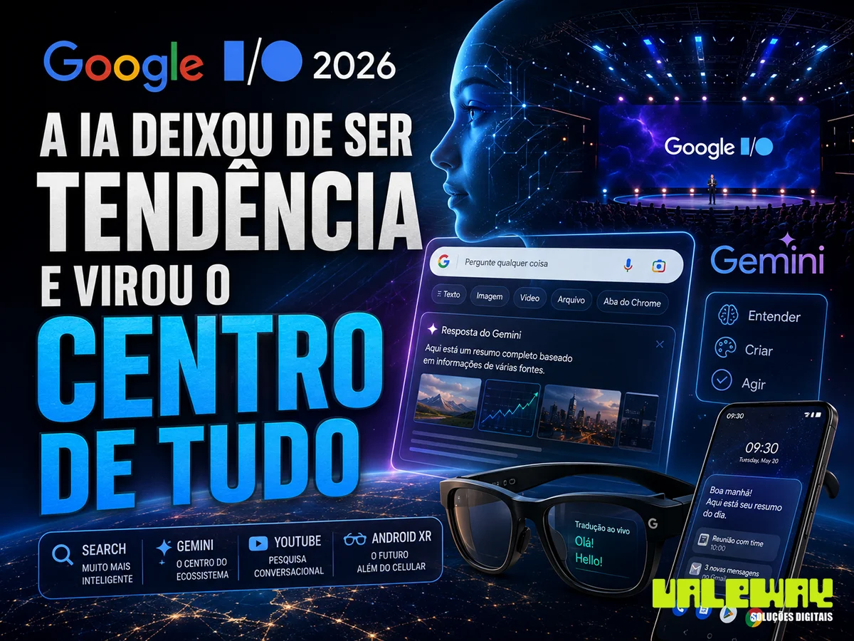 Google I/O 2026 mostra que a IA deixou de ser tendência e virou o centro de tudo Google I/O 2026 mostra que a IA deixou de ser tendência e virou o centro de tudo